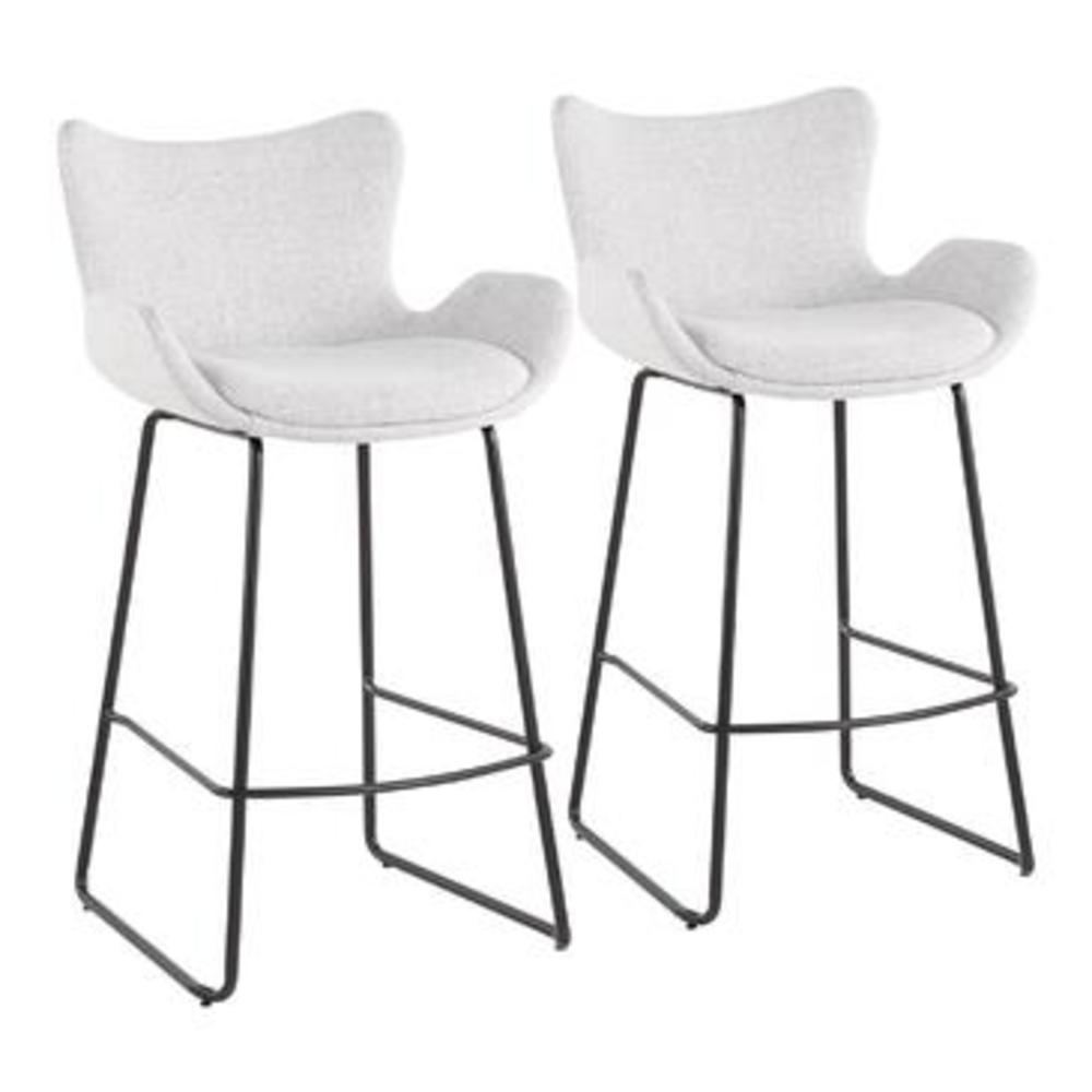 Lumisource Tara Contemporary Counter Stool in Black Metal and Light Grey Noise Fabric - Set