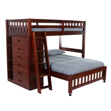 American Furniture Classics OS Home and Office Furniture Model 2806-22, Solid Pine Twin Over Full Loft Bed with