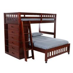 American Furniture Classics OS Home and Office Furniture Model 2806-22, Solid Pine Twin Over Full Loft Bed with Six Drawers in  Rich Merlot