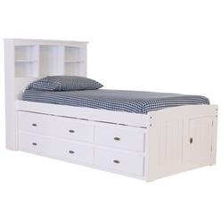 American Furniture Classics OS Home and Office Furniture Model 80220K12-22 Solid Pine Twin Captains Bookcase Bed with 12 spacious underbed drawers in Casual