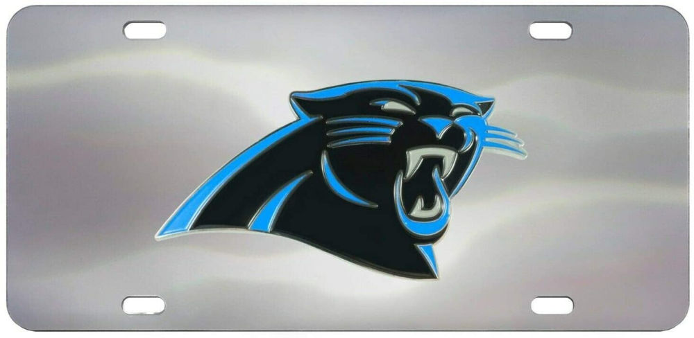 NFL Team Die Cast License Plate (Carolina Panthers, Chrome) NEW
