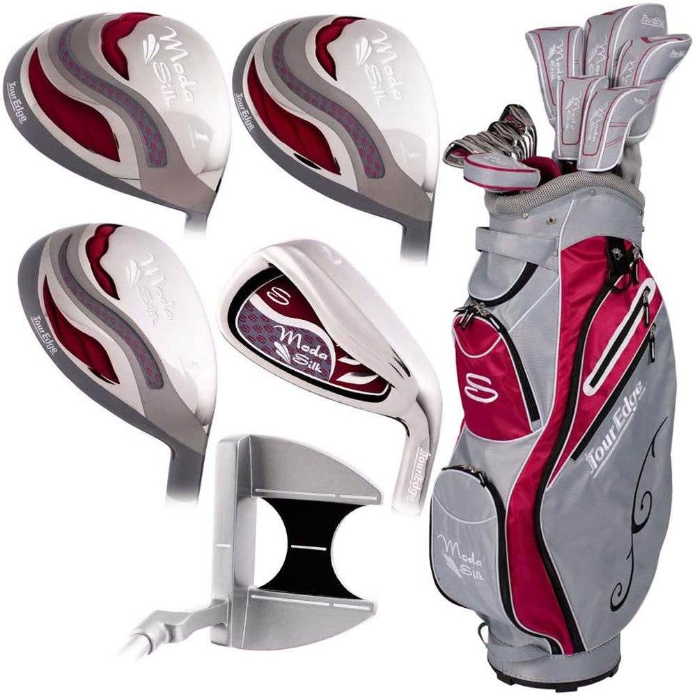 Tour Edge Moda Silk Complete Set (19pc, Silver/Ruby, Ladies) Golf NEW