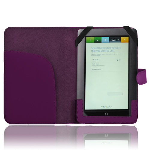 CE Compass Leather Case Cover Sleeve For Nook Color Tablet Barnes   Noble Ebook Purple