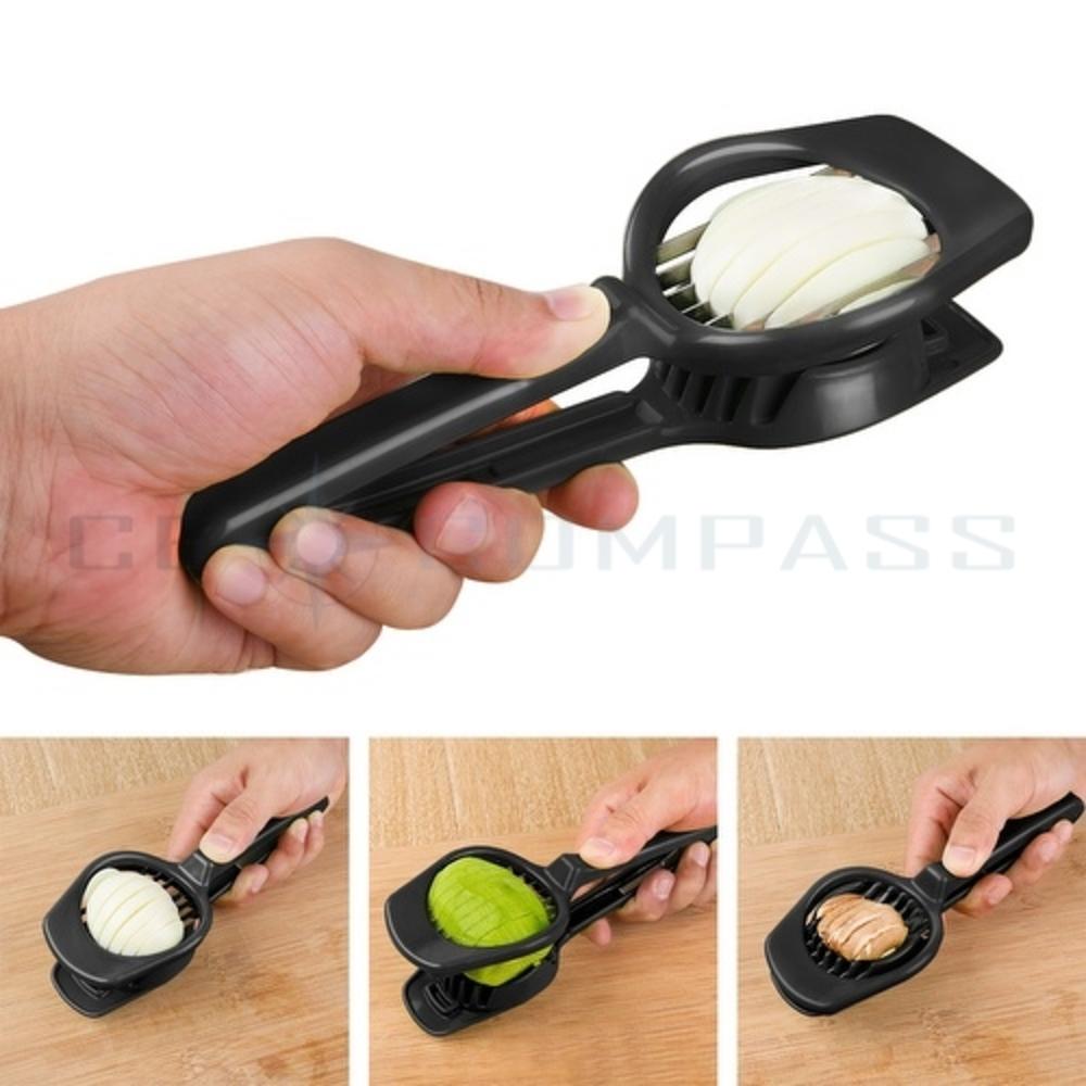 CE Compass Stainless Steel Multipurpose Slicer - Egg Mushroom Strawberry Kiwi Fruit Cutter Divider Separator with Seven Blades Kitchen Tool