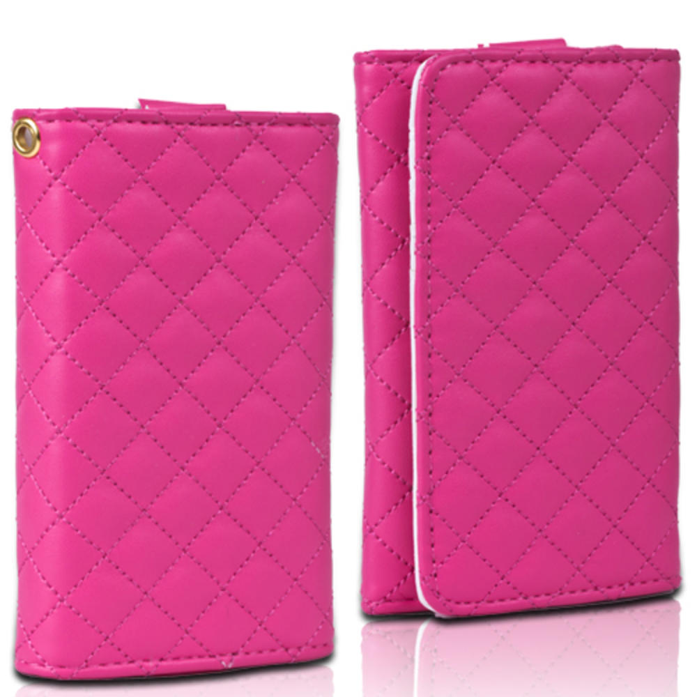 CE Compass Hot Pink Flip PU Leather Wallet Case Cover W/ Strap For Apple iPhone 5 5G 5th Gen
