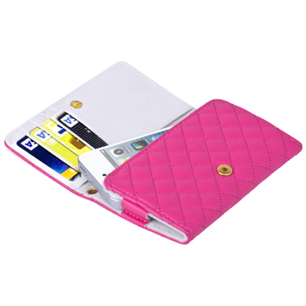 CE Compass Hot Pink Flip PU Leather Wallet Case Cover W/ Strap For Apple iPhone 5 5G 5th Gen