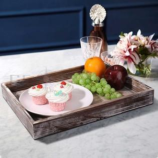 Ce Compass Wooden Ottoman Serving Tray Rustic Rectangular Wood