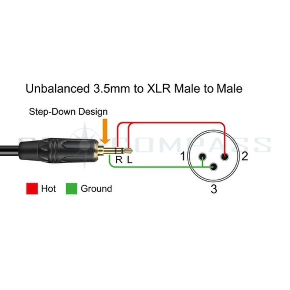 CE Compass Unbalanced 3.5mm (1/8 Inch) TRS to XLR Male to Male Cable (3FT) Headphone Audio Jack Plug Converter Wire Cord
