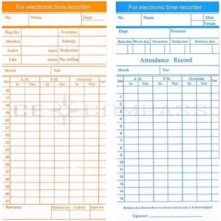 ce compass theml_card_rj01 time cards, monthly timesheet, clock timecard, 6 column 2 sided orange / blue card for employee time punch clock 90pcs ce compass theml_card_rj01 time