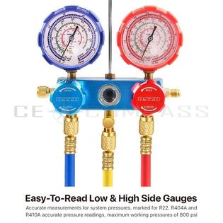 Ce Compass Manifold Gauges Set Fits R410a R22 R404a R134a Ac