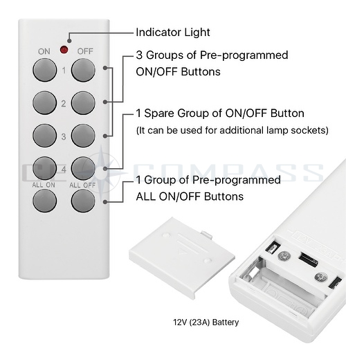 Ce Compass Wireless Light Bulb Socket Lamp Holder Switch