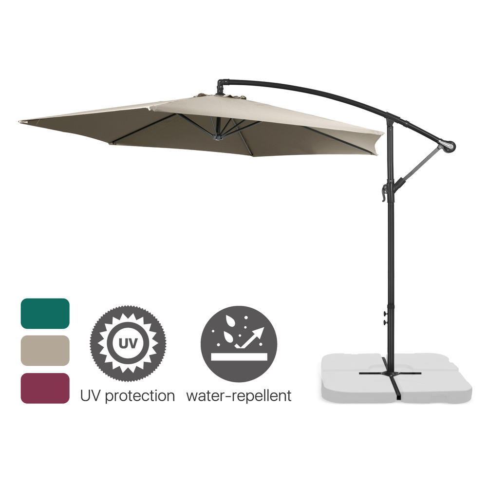 CE Compass 10 ft Patio Umbrella Offset Hanging Folding Sun Shade Cantilever w/ Cross Base Crank & Canopy Cover for Outdoor Yard Beach Beige