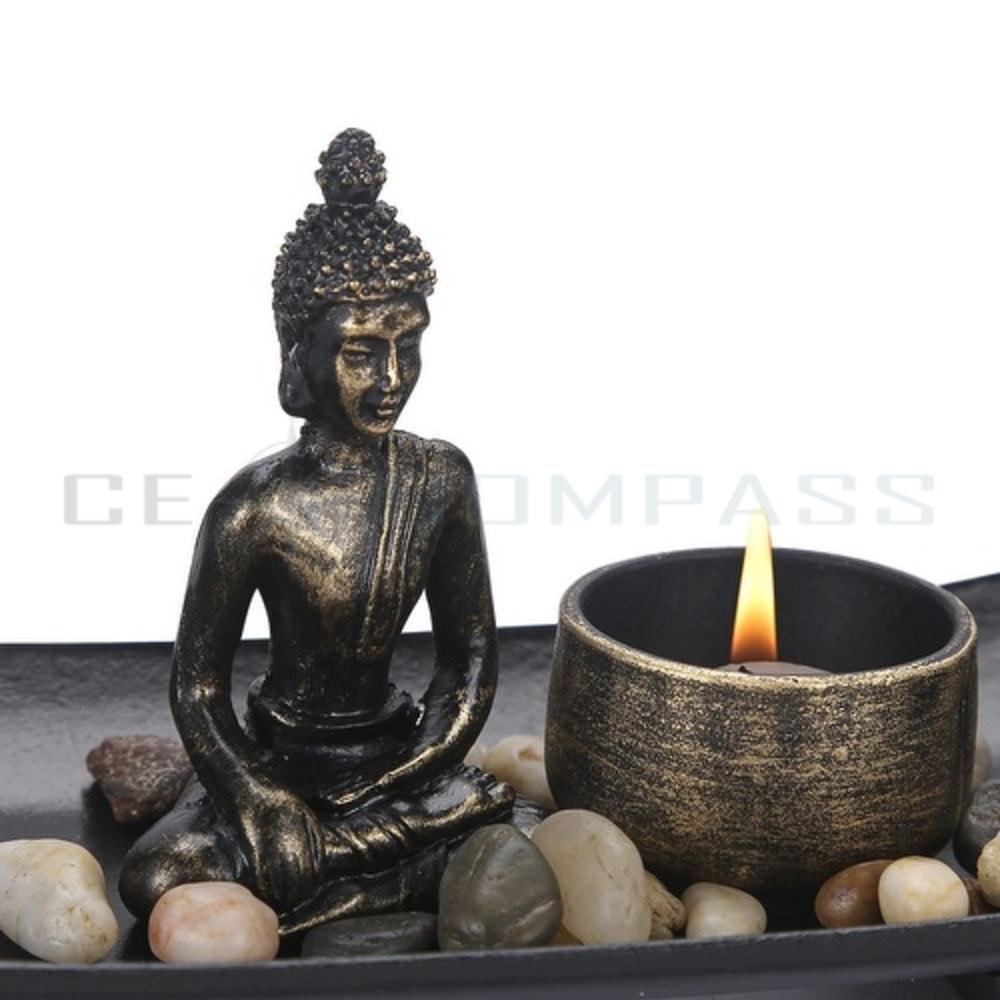 CE Compass Zen Garden , Mini Small Japanese Rock Garden Meditation Decor for Peace Relaxation Office Home Desk, Bronze