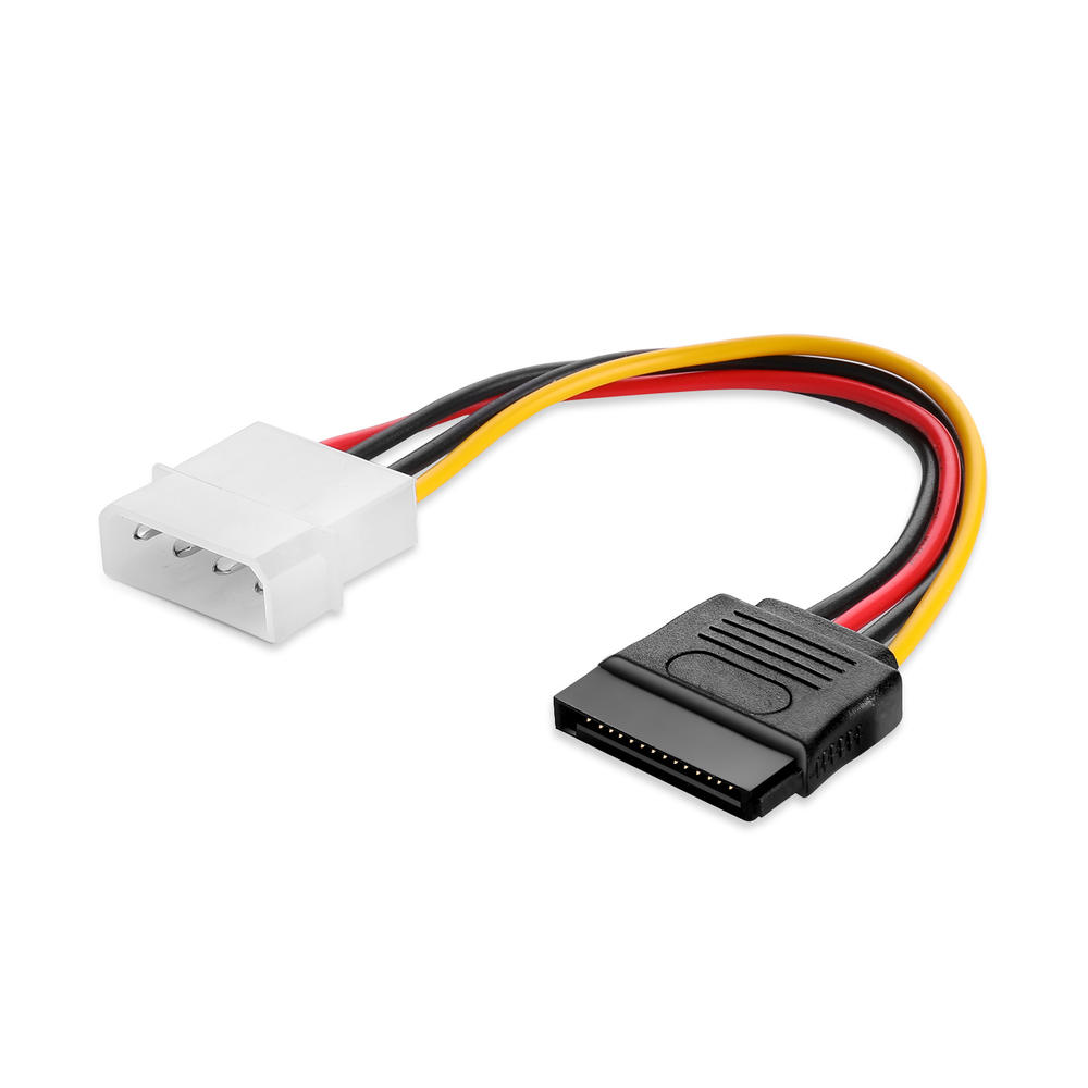 CE Compass 4 Pin Molex LP4 to SATA 15 Pin Power Cable Adapter Converter (6 inch) for IDE Hard Drive
