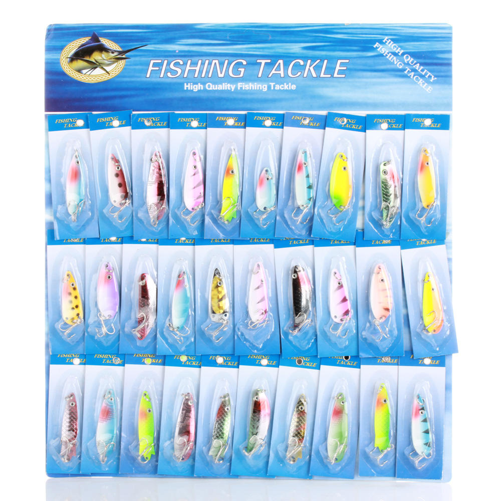 CE Compass Lot 30 pcs Kinds of Fishing Lures Plastic Floating Crankbaits Minnow Baits Assorted Tackle Set Each with 1 Sharp Treble Hook