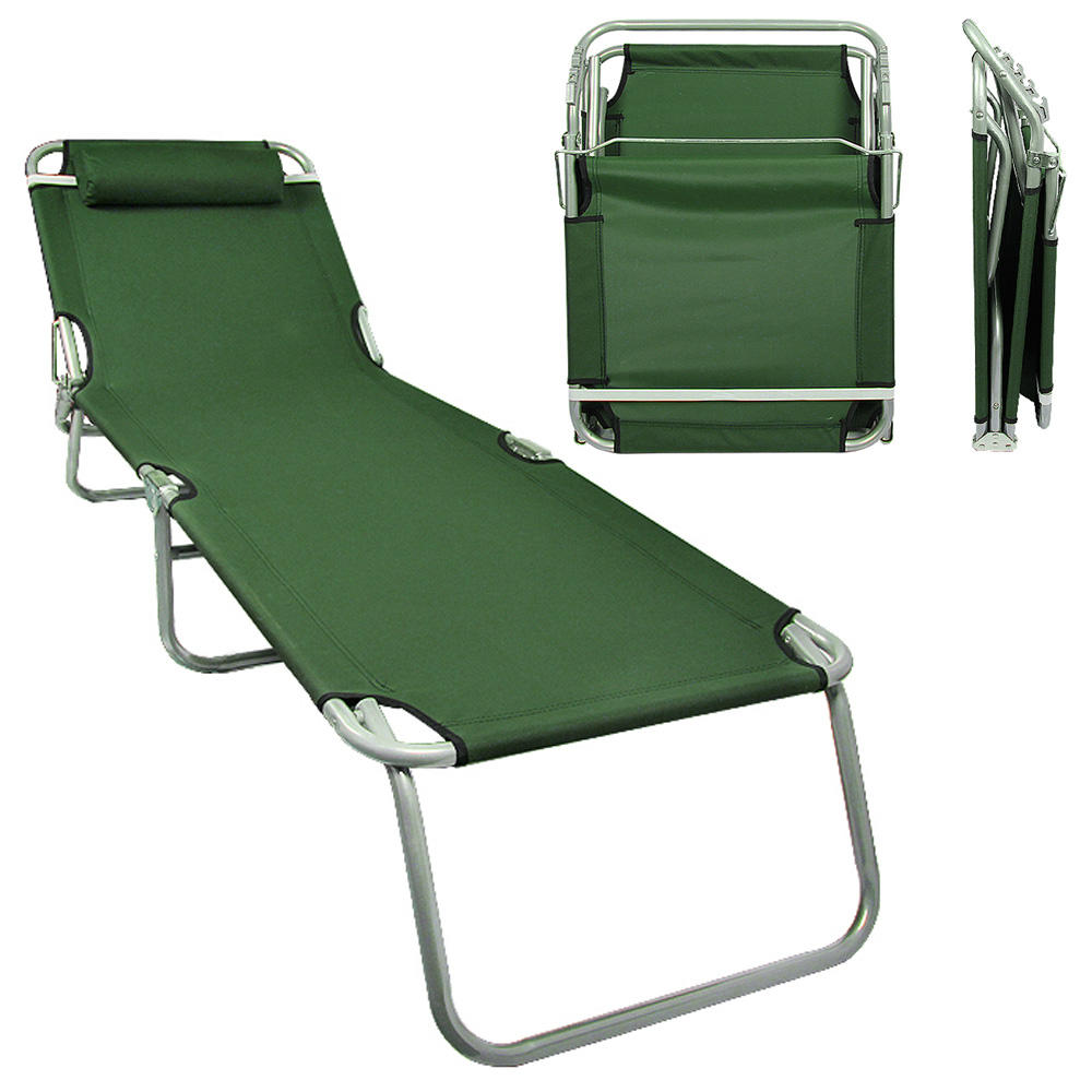 CE Compass Patio Lounge Chair Folding Cot (Army Green) Reclining Portable Chaise Bed Chair for Outdoor Indoor Yard Pool Beach Camping Sleep