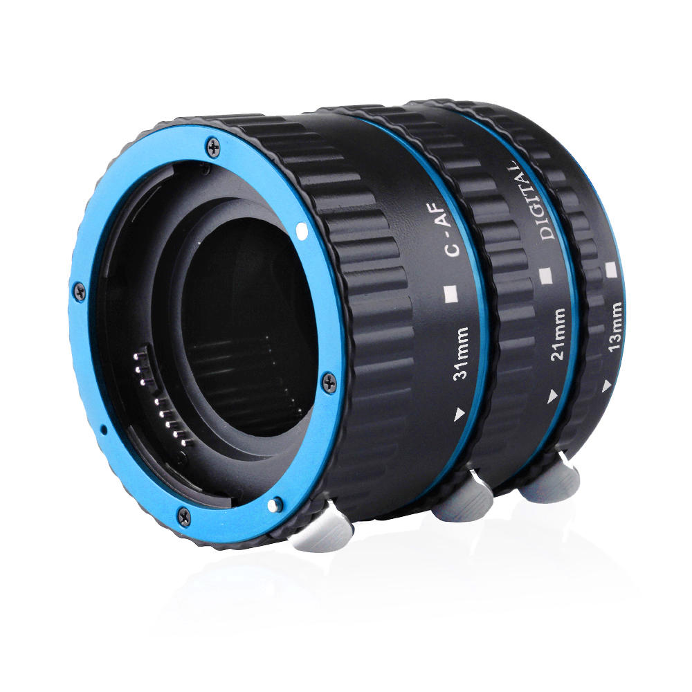 CE Compass Metal AF Macro Extension Tube Set for Canon EOS 6D 650D 7D 550D 450D 5DMkIII Blue