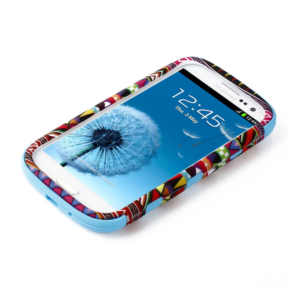 CE Compass 3-Piece Tribal Layer Hard Hybrid Case Cover for Samsung Galaxy S3 I9300 Blue
