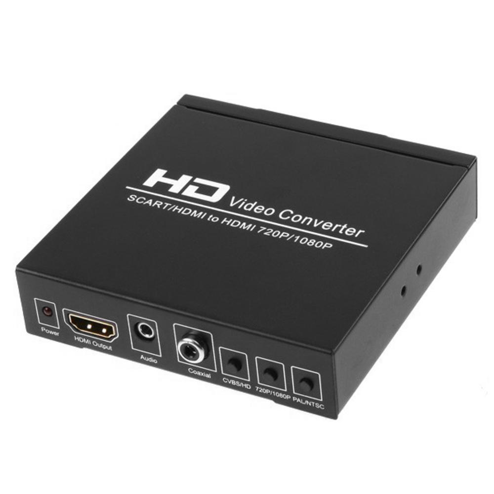 CE Compass SCART to HDMI Converter Video Audio Adapter Box with SCART/HD Switch, PAL/NTSC Video Scaler,  1080P/720P Upscaler Support HDMI