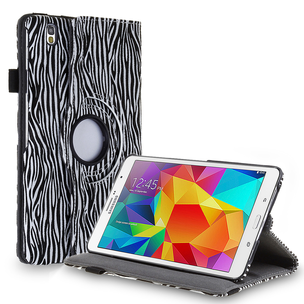 CE Compass Tab Pro 8.4 Case - 360 Leather Stand Smart Cover For Samsung Galaxy Tab Pro 8.4 T320 with Sleep & Wake and Pen Loop Zebra Black