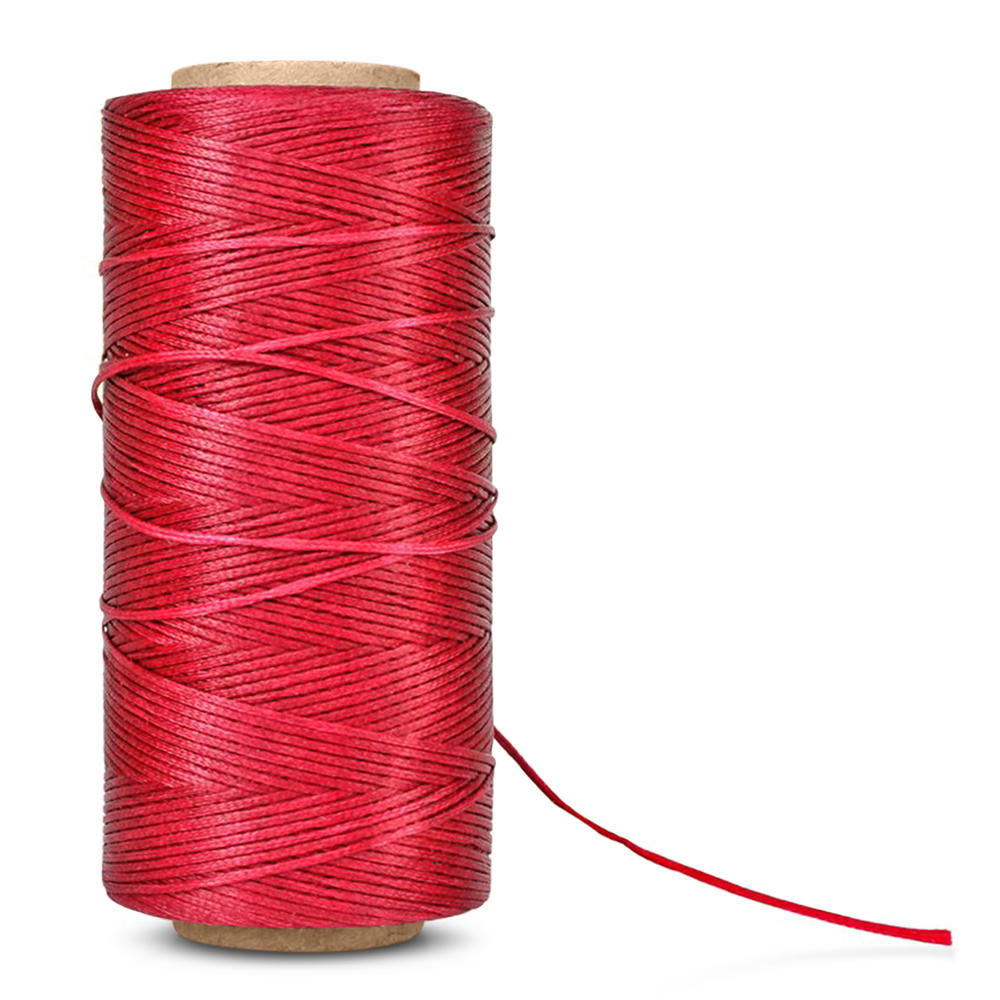 CE Compass Flat Waxed Thread (Red) - 284Yard 1mm 150D Wax String Cord Sewing Craft Tool Portable for DIY Handicraft Leather Products Bead