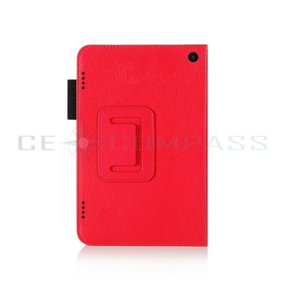 CE Compass Fire HD 7 Case - Folio PU Leather Smart Cover Case Stand For Amazon Kindle Fire HD 7 with Auto Wake Sleep &Stylus Holder Red
