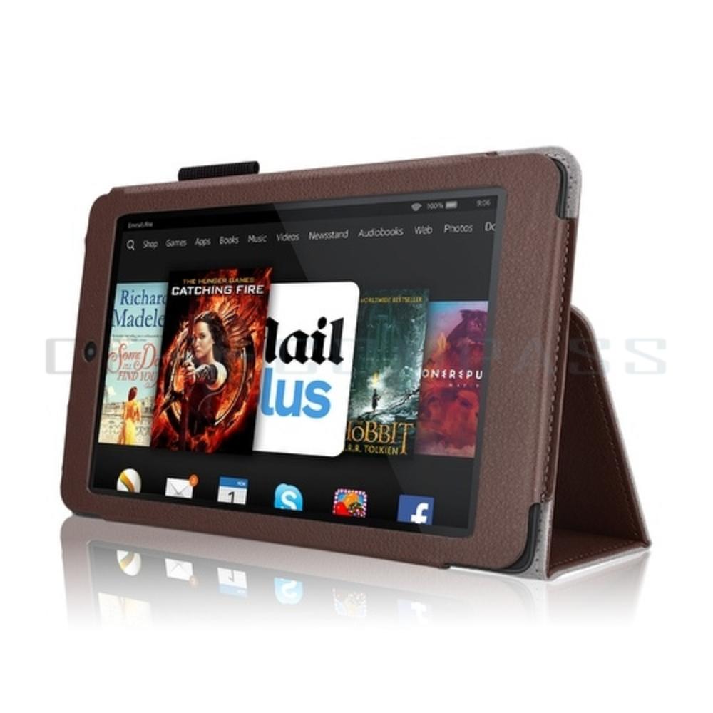 CE Compass Fire HD 7 Case - Folio PU Leather Smart Cover Case Stand For Amazon Kindle Fire HD 7 with Auto Wake Sleep &Stylus Holder Brown