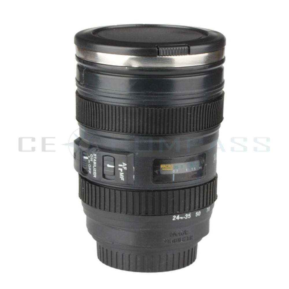 CE Compass Camera 24-105mm Lens Cup Stainless Interior Hot Cold Coffee Mug Thermos Holder