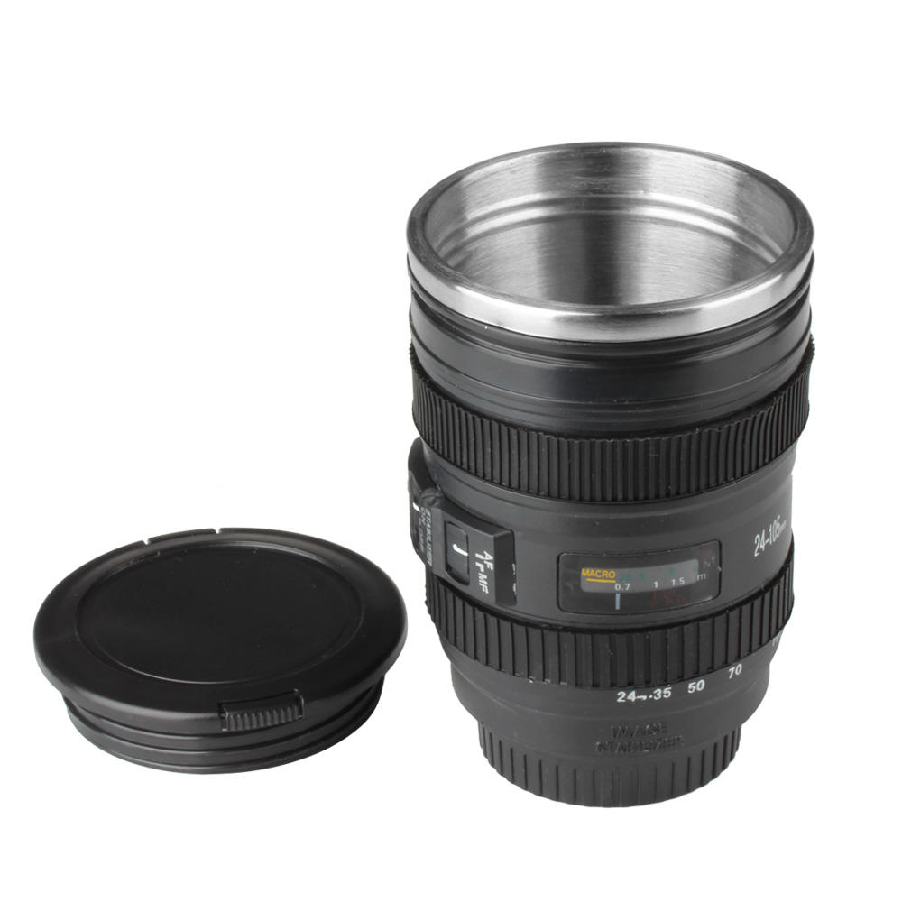 CE Compass Camera 24-105mm Lens Cup Stainless Interior Hot Cold Coffee Mug Thermos Holder