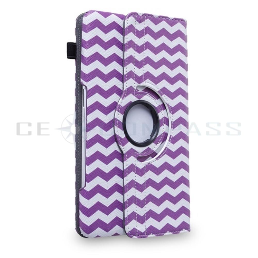 CE Compass Tab 3 Lite 7.0 Case -Rotating Leather Smart Cover Stand For Samsung Galaxy Tab 3 Lite 7 with Sleep&Wake and Pen Loop Wave Purple