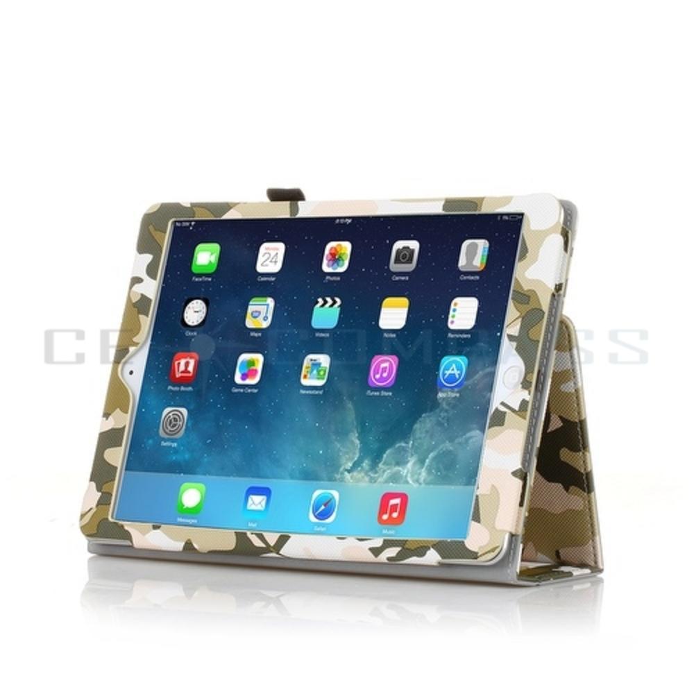 CE Compass iPad Mini Case - Slim Leather Cover Stand For iPad Mini 3 & Mini 2 w/ Sleep & Wake Feature & Stylus Holder Camouflage Army Green
