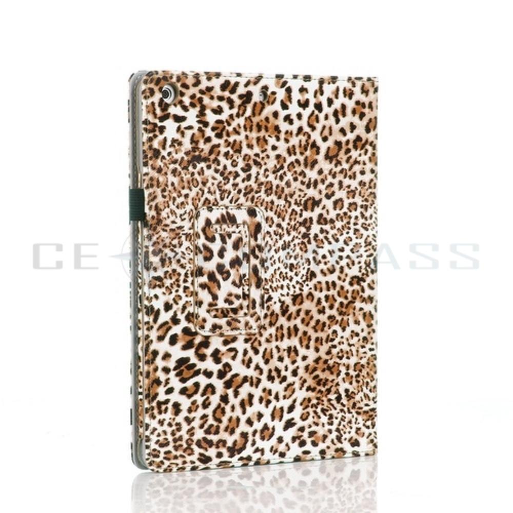 CE Compass iPad Mini Case - Slim Leather Cover Stand For iPad Mini 3 & Mini 2 with Sleep & Wake Feature & Stylus Holder Leopard Yellow
