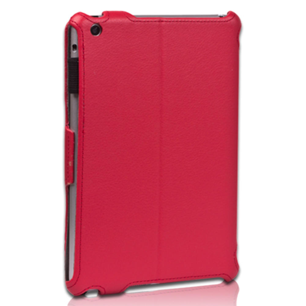 CE Compass Apple iPad Mini Case - Hard Back Slim Folio Case Smart Cover Stand For Apple iPad Mini 1st Gen with Sleep & Wake Hand Strap Red