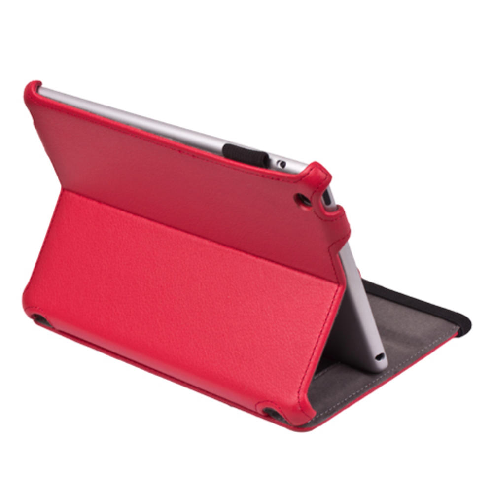 CE Compass Apple iPad Mini Case - Hard Back Slim Folio Case Smart Cover Stand For Apple iPad Mini 1st Gen with Sleep & Wake Hand Strap Red