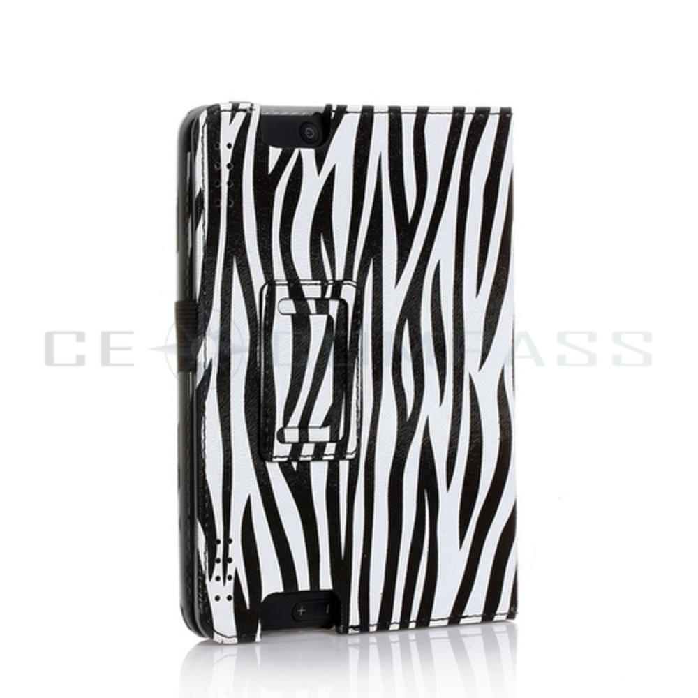 CE Compass Kindle Fire HDX 8.9 Case - Folio Leather Smart Cover Stand For Kindle Fire HDX 8.9" with Sleep Wake Stylus Holder Zebra Black