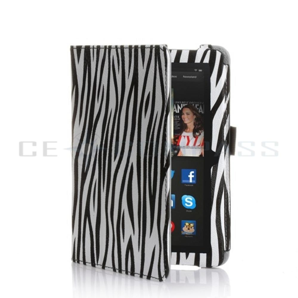CE Compass Kindle Fire HDX 8.9 Case - Folio Leather Smart Cover Stand For Kindle Fire HDX 8.9" with Sleep Wake Stylus Holder Zebra Black