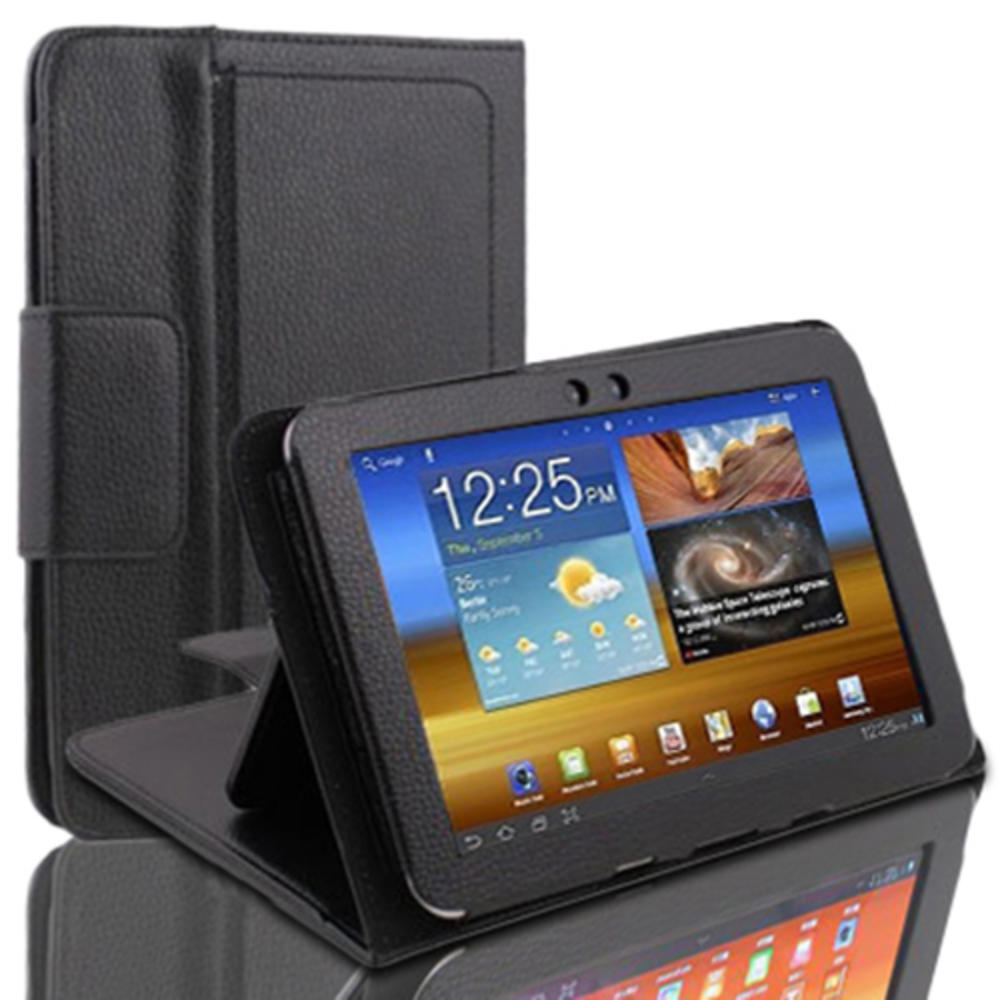 CE Compass Galaxy Tab 2 10.1 Keyboard Case - Bluetooth Keyboard Leather Smart Cover Stand For Samsung Galaxy P7500 P7510 Sleep Wake Black