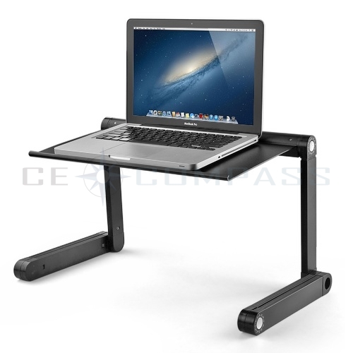 CE Compass Portable Folding Laptop Notebook Book Ultrabook Tablet Pad Table Desk Tray Stand with Adjustable Vented Angle Legs Black