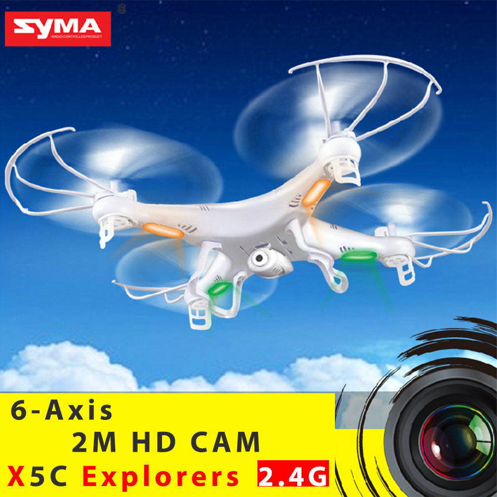 CE Compass Syma X5C Explorers Quadcopter Drone 2.4Ghz 4 Channel 4CH 6-Axis Gyro RC Quad Copter RTF with 2MP HD Camera White Wind-resistant
