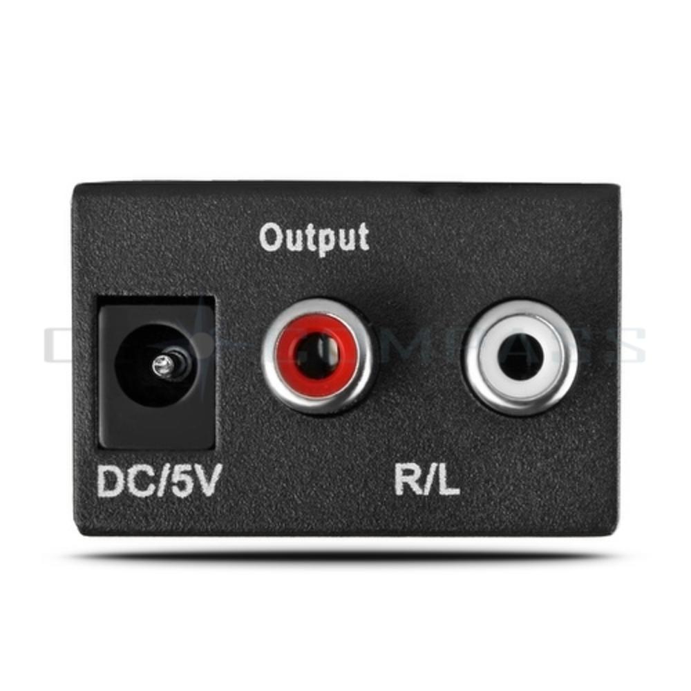 CE Compass Digital to Analog Audio Converter Box Adapter - Optical Coaxial or SPDIF Toslink Signal to Stereo RCA L/R Red/White Sound Signal