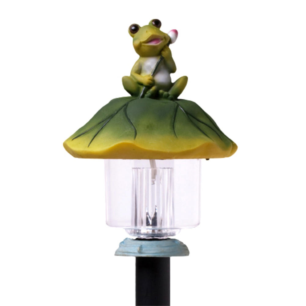 CE Compass Solar Powered LED Light Plastic White Wireless Lamp for Outdoor Garden Lawn Yard Patio Walkway Path Home Decor with Cute Frog
