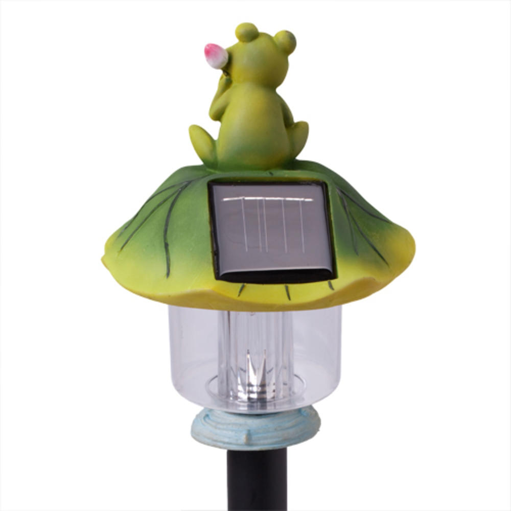 CE Compass Solar Powered LED Light Plastic White Wireless Lamp for Outdoor Garden Lawn Yard Patio Walkway Path Home Decor with Cute Frog