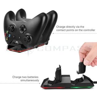Ce Compass Dual Charging Station For Xbox One Controller W 2 Rechargeable 600mah Lithium Batteries Charger Dock Base With Usb Cable