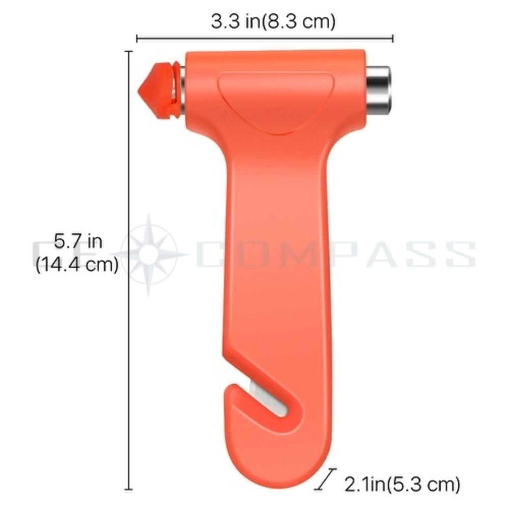CE Compass Car Emergency Escape Hammer Auto Safety Seatbelt Cutter Glass Window Breaker Punch Disater Rescue Tool in Orange SUV Truck Bus