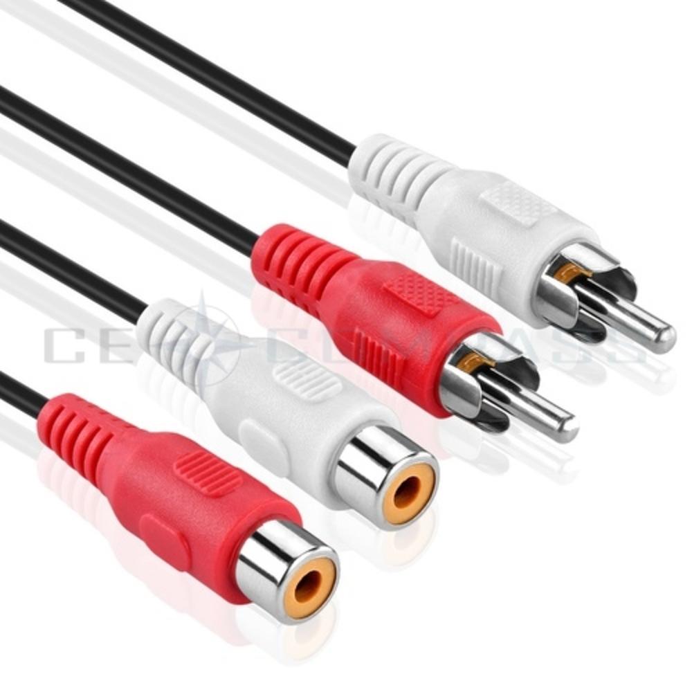 CE Compass RCA Extension Cable (25 Feet) 2RCA Audio Extender Adapter Cord Wire Coupler Male to Female Dual Red/White Connector Jack Plug