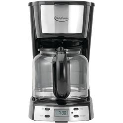 Betty Crocker commercial chef coffee maker with nylon coffee filter, digital 12 cup coffee maker with glass pot and handle, programmable co