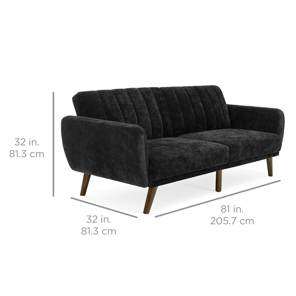 Best Choice Products Velour Fold Down Futon Sofa Bed Furniture W Best Choice Products Velour Fold Down Futon Sofa Bed Furniture W Armrests Rib Tufted Back Wood Frame Black