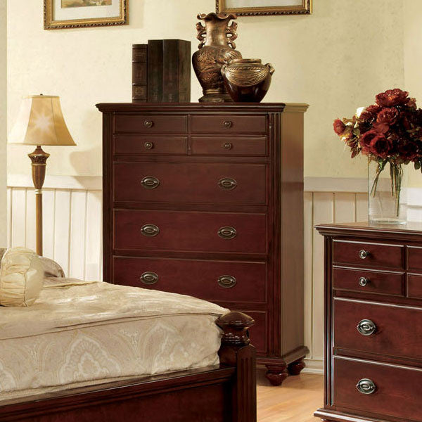Style Dark Cherry Finish Queen Size, French Country Queen Bedroom Set