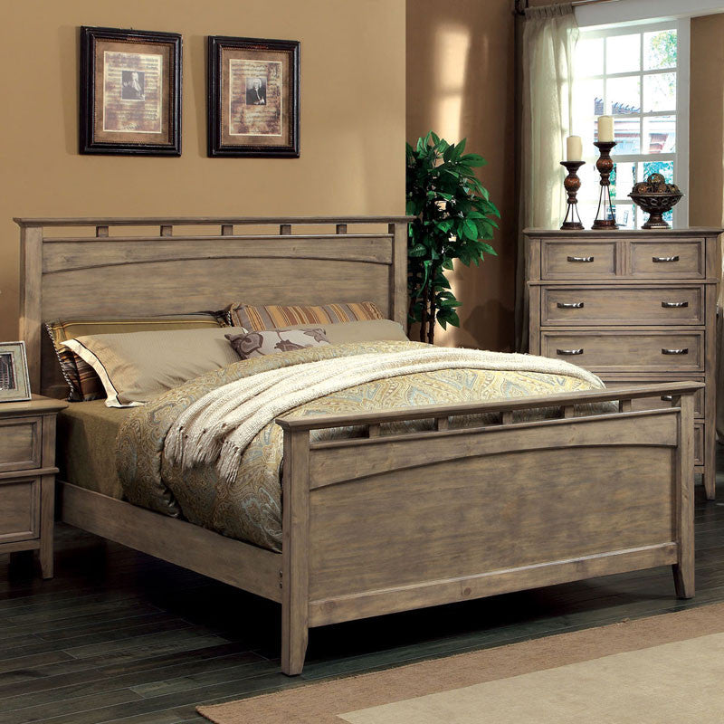 24/7 SHOP AT HOME Loxley Transitional Style Bleach Oak Finish Cal King Size Bed Frame Set