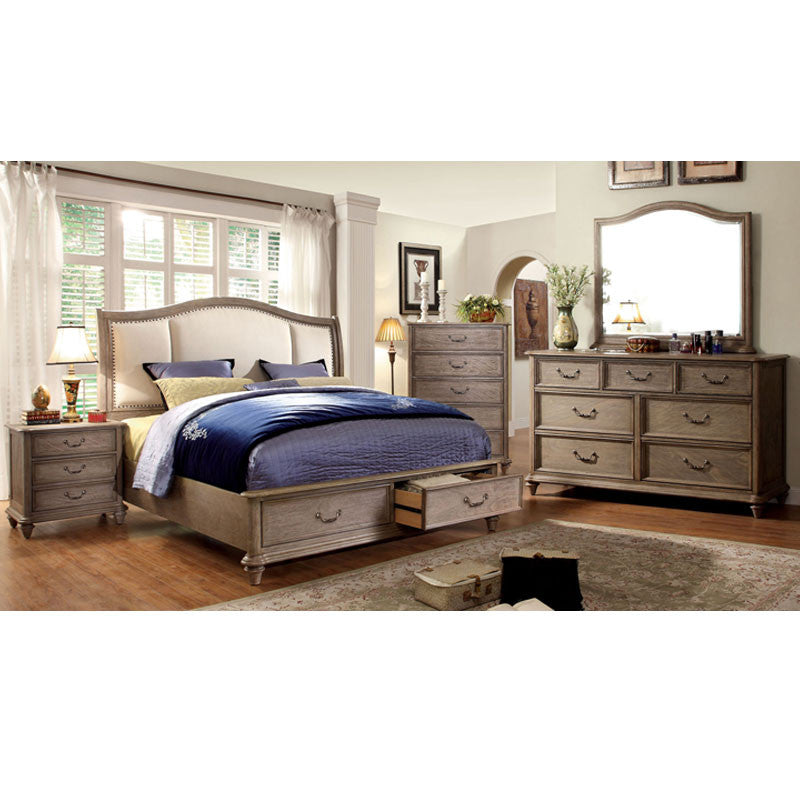 24/7 SHOP AT HOME Norco Transitional Style Rustic Weathered Oak Finish Queen Size 6-Piece Bedroom Set